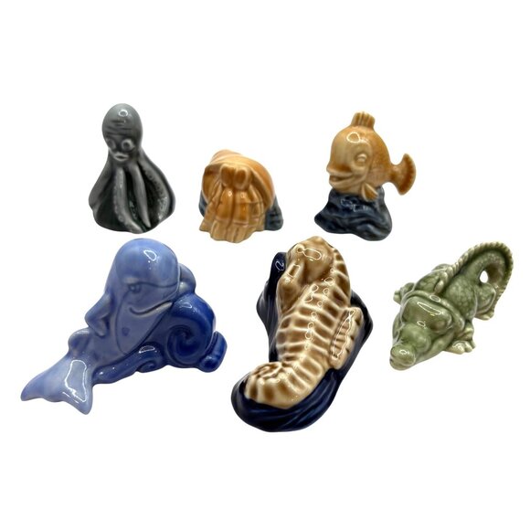 Wade Water Life Complete Set 1997 Octopus Crab Goldfish Whale Seahorse Alligator - Picture 2 of 7